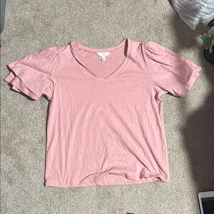 Women's Pink V-Neck Top